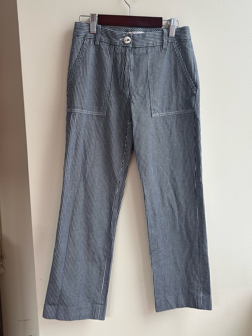 Maje 100% Cotton Navy & White Striped Women’s Trousers
